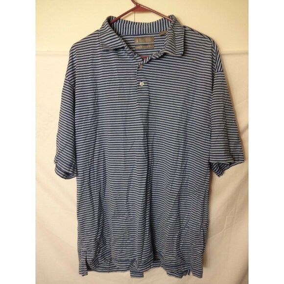 MENS GOLF SHIRT SIZE XXL 2X DANIEL CREMIEUX BLUE STRIPE Preppy Sporty - Picture 1 of 2